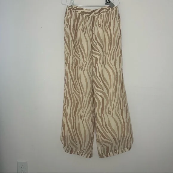 Soft Surroundings Safi Tan Cream Zebra Print Wide Leg pants - Picture 2 of 12